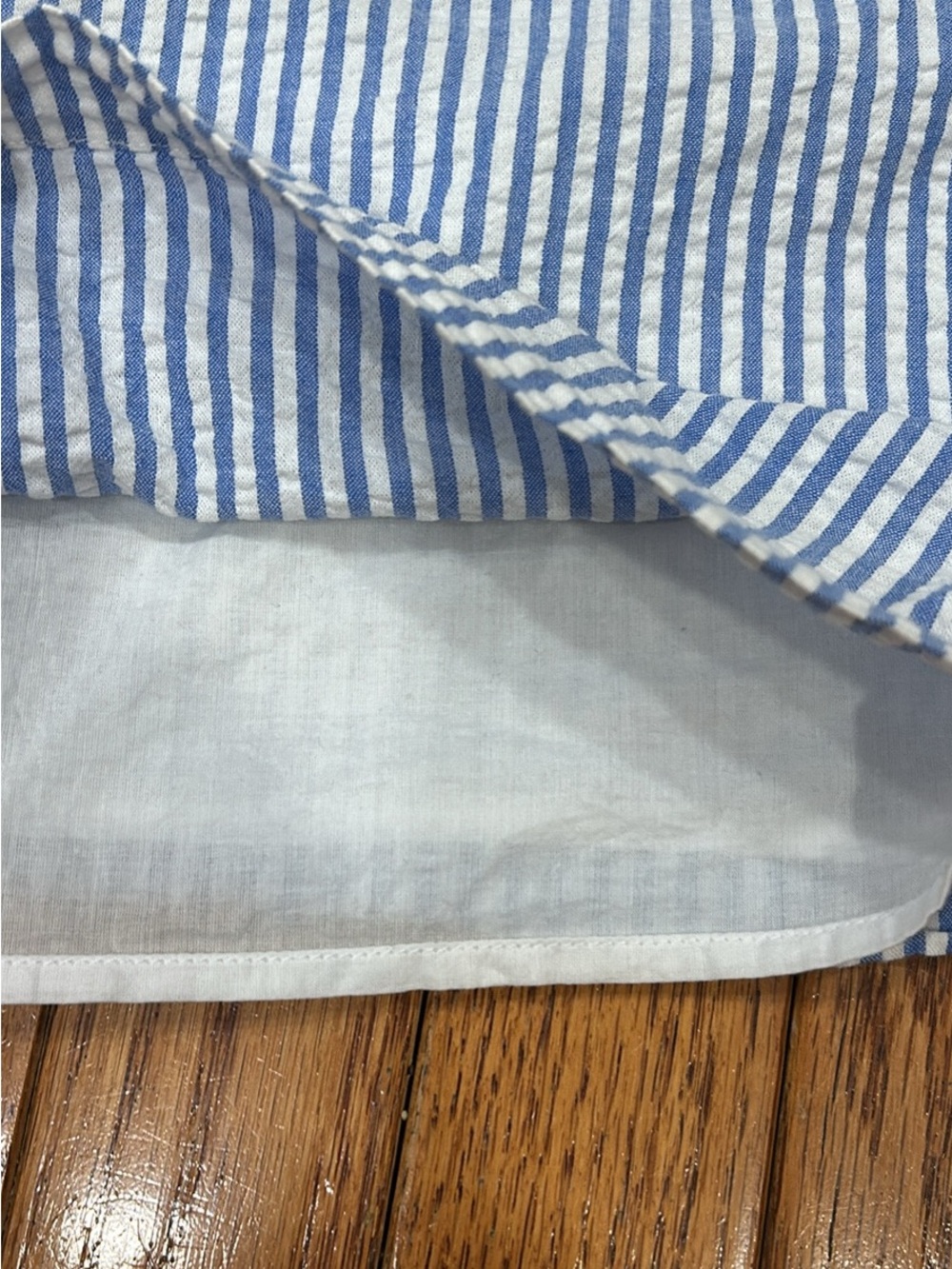 Vineyard Vines Blue and White Striped One-Shoulder Ruffle Tunic - Picture 3 of 5